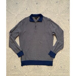 Banana Republic‎ Quarter Zip Sweater - Blue/Gray Stripe - Medium